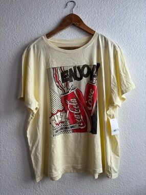 NWT Lucky Brand Pale Yellow Coca-Cola Logo Tee